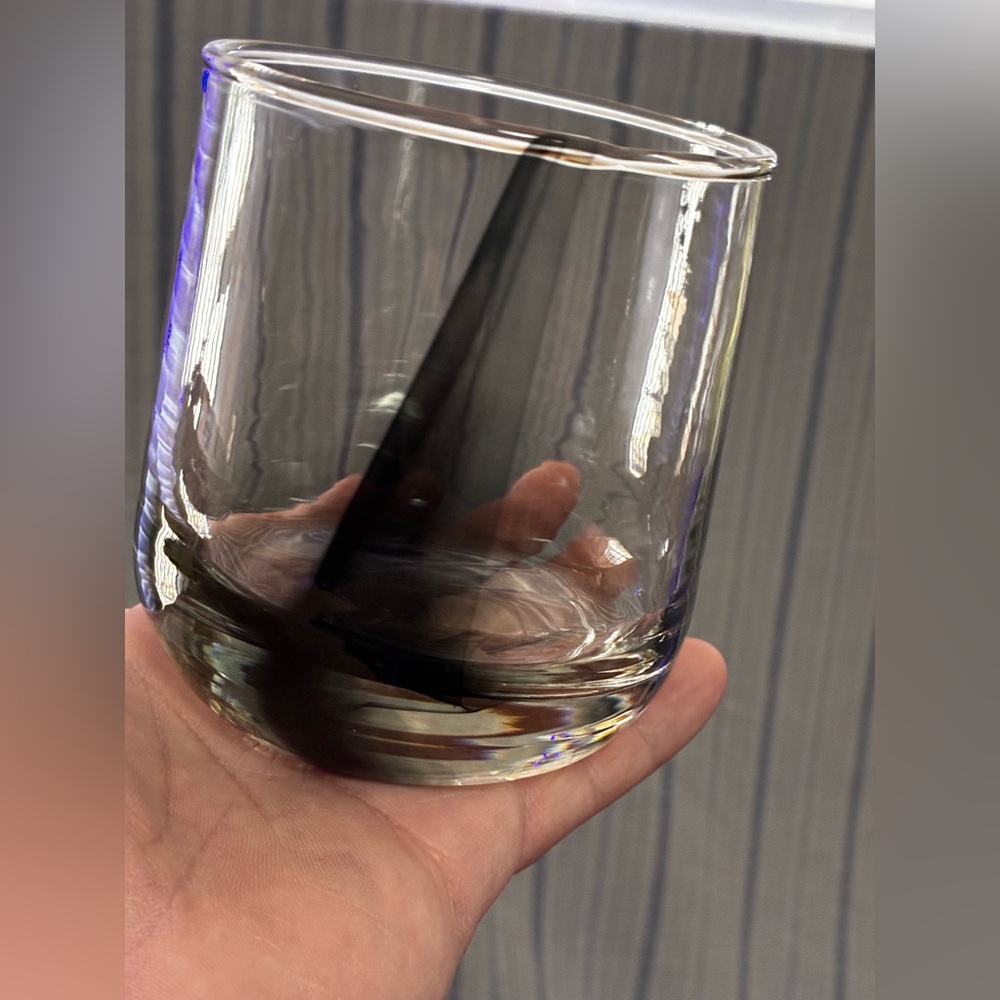 Elegant Black and Clear Glass Tumbler (2)